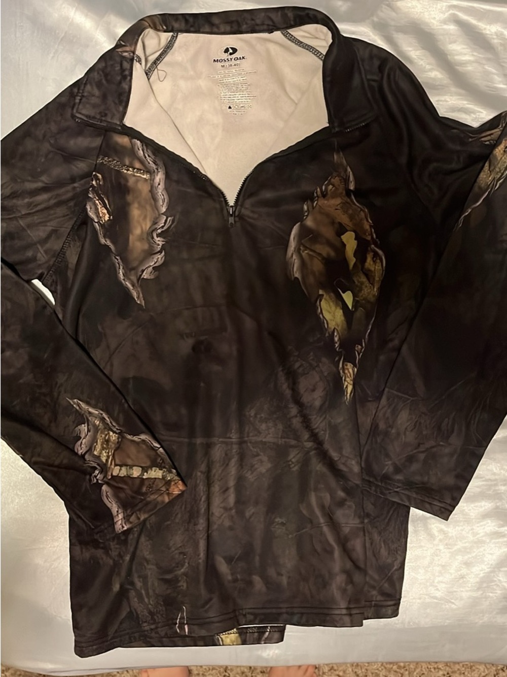 Mossy Oak Black Camo Half-Zip Performance Pullover